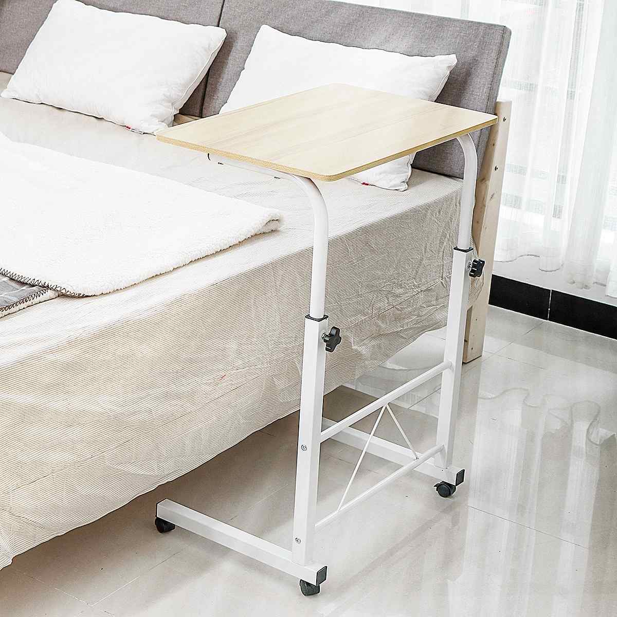 Removable Computer Desk Table Adjustable Portable Laptop Stand Desk Rolling Bedside Sofa Laptop Notebook Table Home Furniture: White Maple