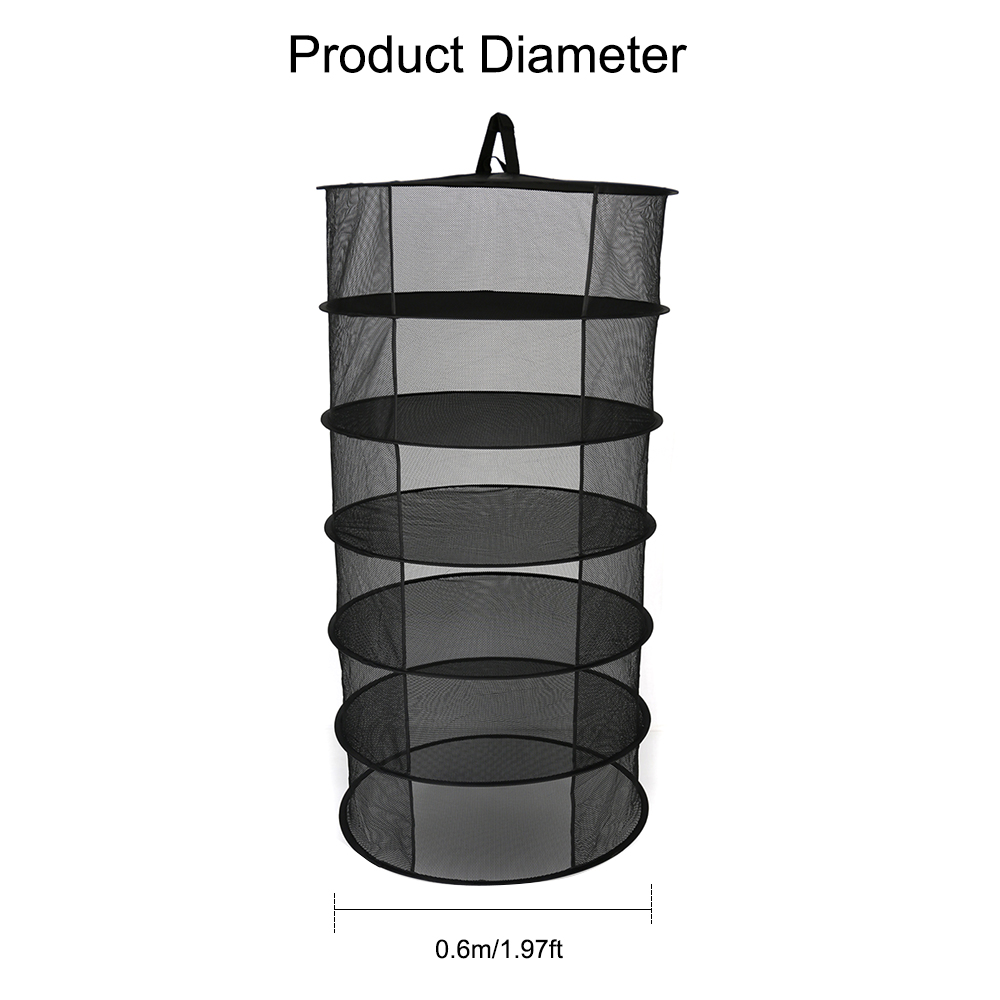 4/6/8 Layers Hanging Basket Folding Drying Net Rack Herb Dry Net Opening Shape Dryer Bag Mesh 600mm Diameter For Herbs Flowers