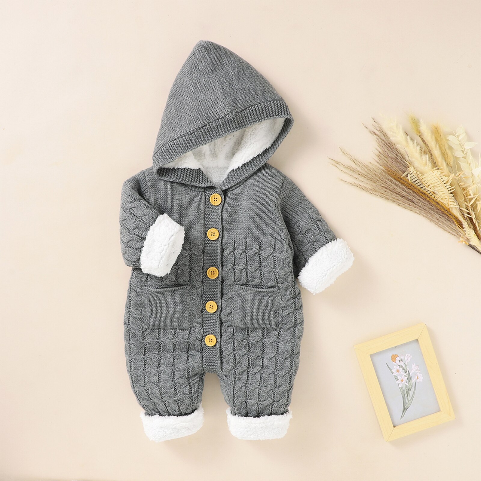 Winter Baby Romper Trui Jongens Meisjes Kleding Met Lange Mouwen Hooded Fleece Warm Romper Jumpsuit Todder Kintwear 0-24M