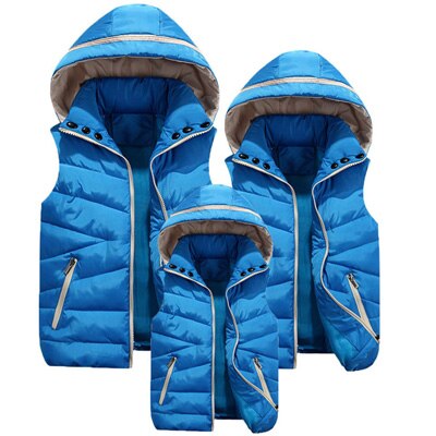 PEVSN Herren Jacke Ärmellose Weste Winter Männlichen Baumwolle Gefütterte Kapuze Weste Mäntel Männer Dicke Warme Windjacke Westen Kleidung: Sky Bue / XXL