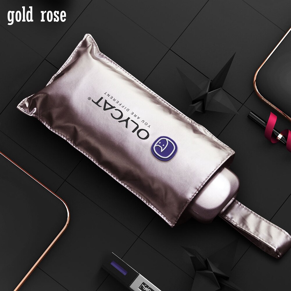 Flat Sun Umbrella Mini Titanium Silver Anti-UV UPF50+ Waterproof Portable Travel Umbrellas Five-Folding Windproof Umbrella: gold rose