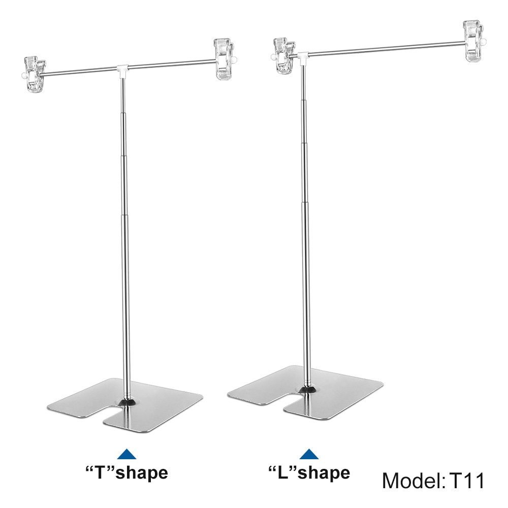 Height adjustable display stainless steel poster clip sign holder sales cardboard display racks stand