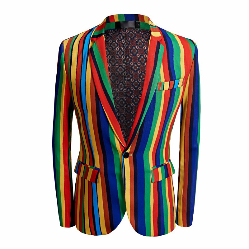 Shenrun herr färgglad kavaj med randigt tryck plus storlek snygg casual manlig slim fit kostym jacka sångare balklänning outfit: 4xl