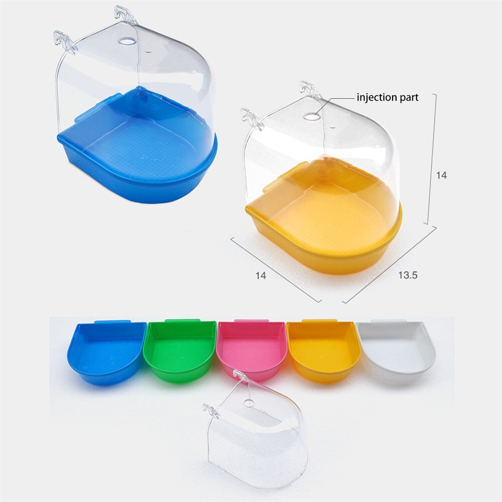 Bird Bath Transparent Window Small Parrot Cage Accessories Hanging Shower Bathtub Large Water Food Holder Parakeet Perch Toys: Default Title