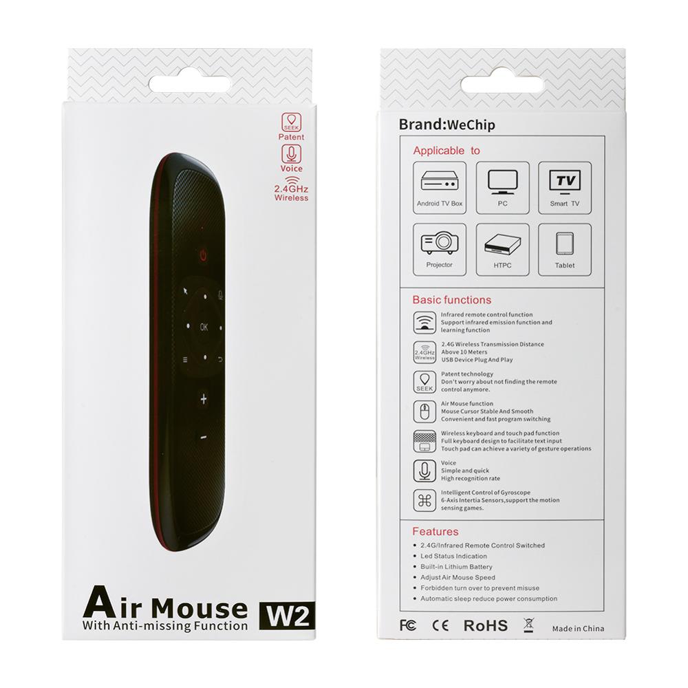 Wechip W2 2.4G Air Mouse with Touchpad Wireless Keyboard Mouse Infrared Remote Control Supports Voice Input for TV BOX Projector