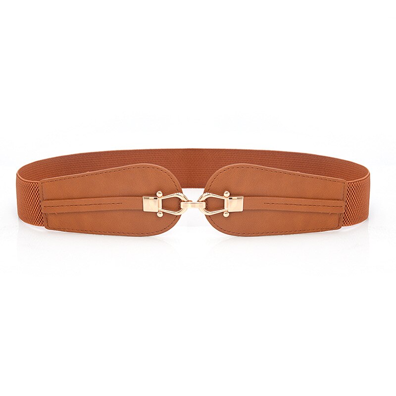 Pu Lederen Elastische Brede Riem Voor Vrouwen Stretch Dikke Riem Voor Jurk Mode Stretch Vrouwen Riemen Plus Size: CAMEL