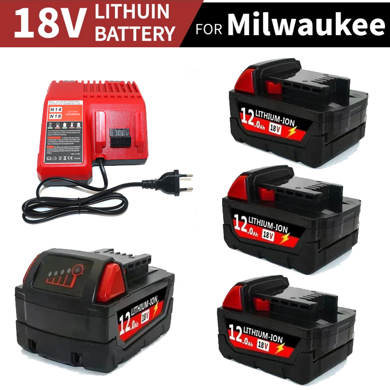 NEUE 18V Für Milwaukee M18 M18B6 18V XC 12Ah 9Ah Li-Ion Akku 48-11-1860/Ladegerät akku