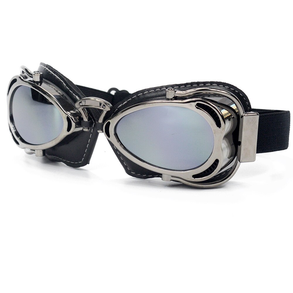 Gafas de motociclista para hombre, lentes de protección para casco de motocicleta, 6 colores, Retro, Vintage, para Harley, Bobber, Chopper: Silver