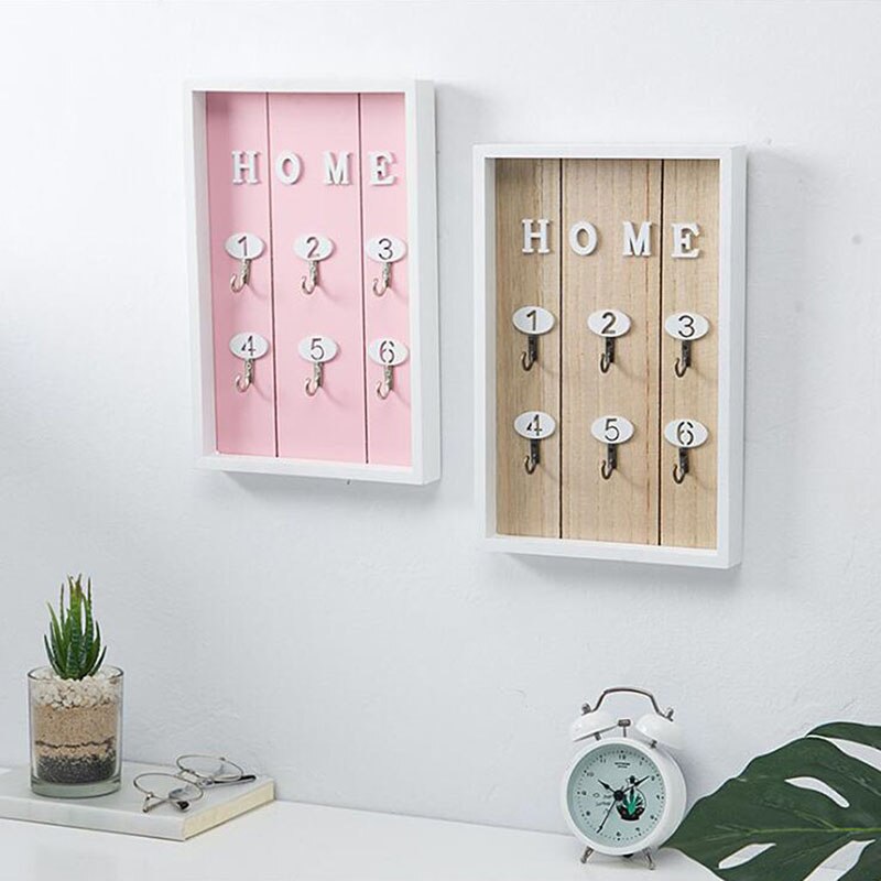 Wall Mounted Key Holder Wooden Key Organizer Hanger With 6 Hook Wall Decorative Holder Key Holder Wall Minimalist Wall Hook