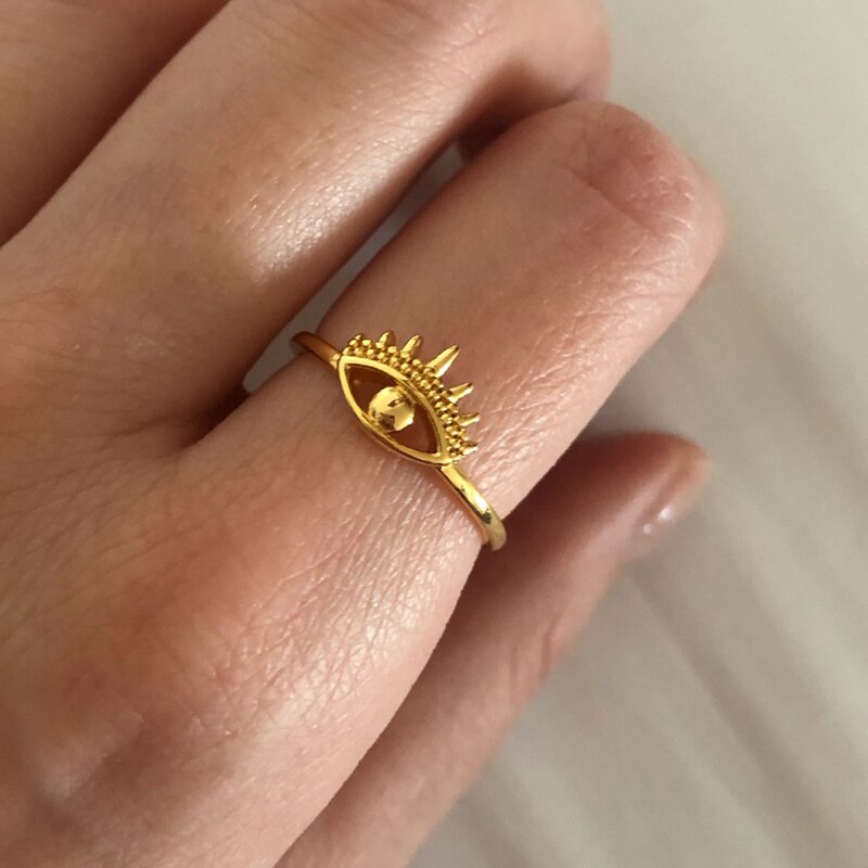 Gold Sliver Kleur Evil Eye Ringen Voor Vrouwen Vintage Roestvrij Stelen Boho Knuckle Ring Vrouwelijke Party Ring Sieraden