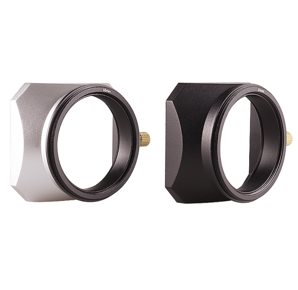 Kwadratowa osłona obiektywu w stylu vintage Metalowa maska interfejsu Srebrna czarna osłona światła 37 39 40,5 43 46 49 52 55 58 mm
