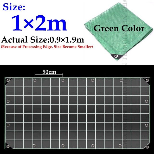 0.3mm Green PE Rainproof Cloth Outdoor Canopy Swimming Pool Shade Net Garden Plants Cover Waterproof Cloth Shading Awning: 1x2m
