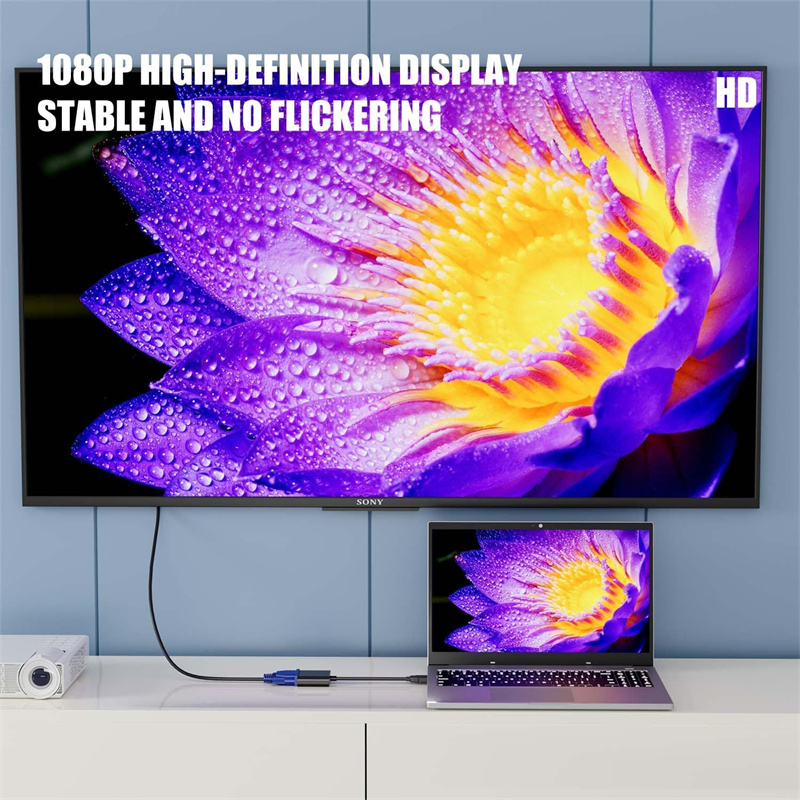 Kabel HD 1080P HDMI-kompatybilny z VGA z zasilaczem audio Konwerter HDTV VGA Kabel do monitora PC Laptop Projektor