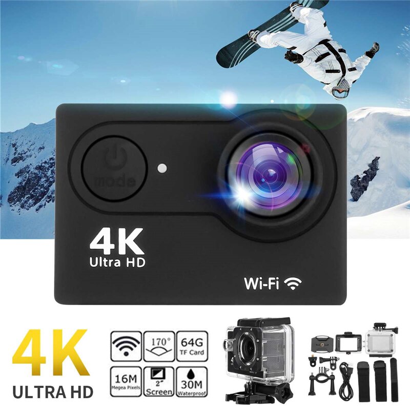 Action Camera Ultra HD 4K 30fps WiFi 2.0 inch 170D Underwater Waterproof Helmet Video Recording Camera Sport Cam