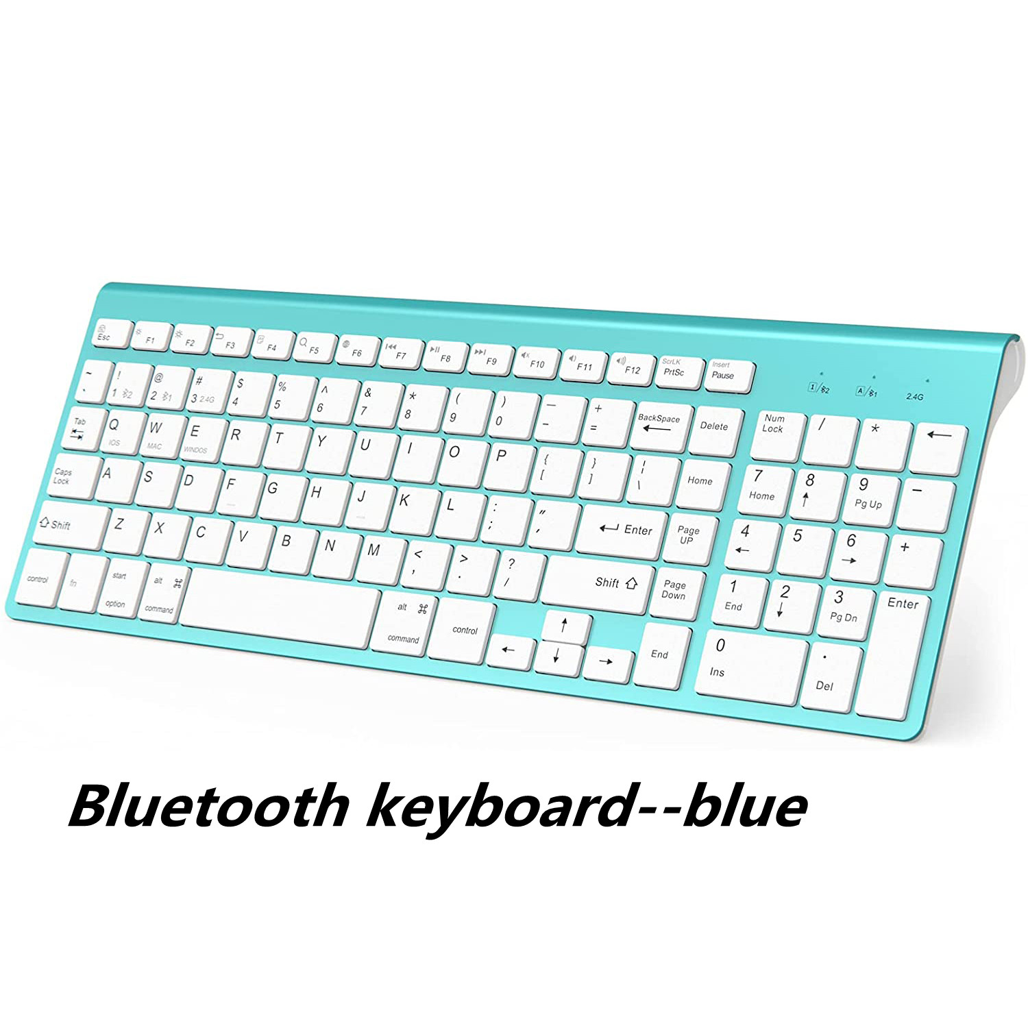 Bluetooth Keyboard-Compatible With Windows And MacOS Wireless Bluetooth Keyboard (Standard QWERTY Keyboard)-Silver-Blue-Pink.: Blue