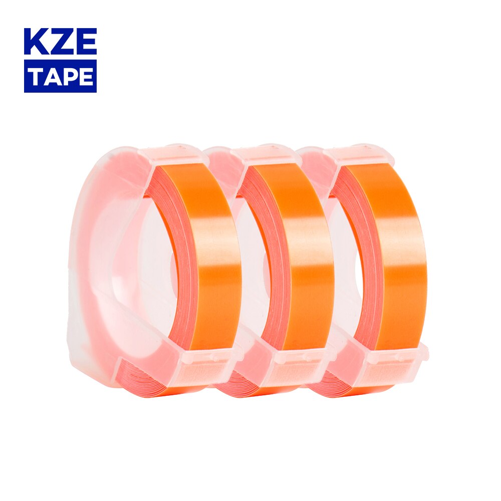 3 Rolls/lot 20 colors 9mm 3D Embossing Label Tape Compatible Dymo 1610 12965 Manual Label printer for Motex E101 Label Maker: fluo.orange