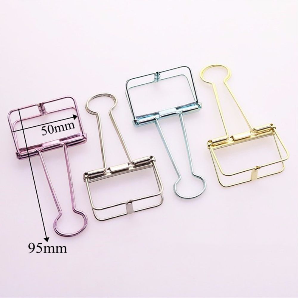 Novelty Solid Color Hollow Out Metal Binder Clips Notes Letter Paper Clips Office Supplies clips para papel: L