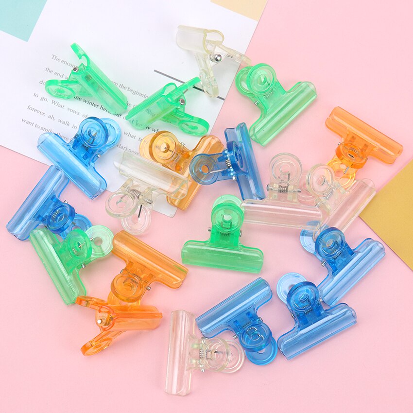 10PCS Transparent Plastic Receipt Invoice Clip Folder Colour Transparent Stationery Clips Office School Supplies