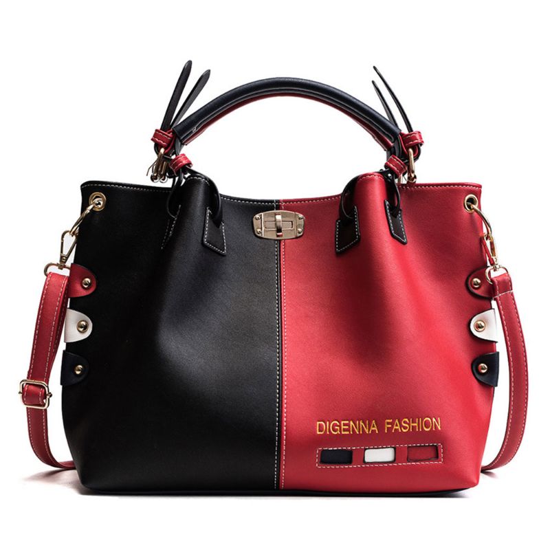 1 Pc Vrouwen Lederen Schoudertas Tote Purse Crossbody Messenger Handtas Top Handvat Tassen: Rood