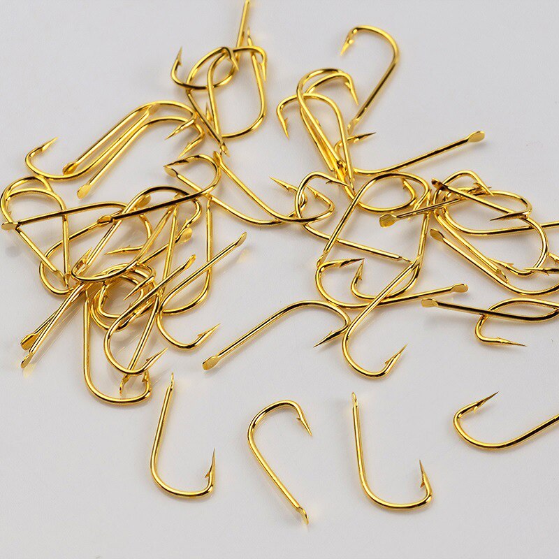 100 stuks visgerei accessoires gouden angelloze haak hoog koolstofstaal weerhaak vishaak zonder weerhaak weerhaak vishaak voor meer
