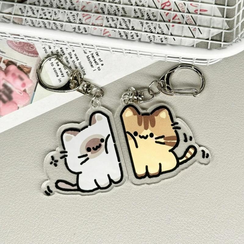 Cartoon katten sleutelhanger voor stellen, een schattige hanger voor op de rugzak of schooltas.