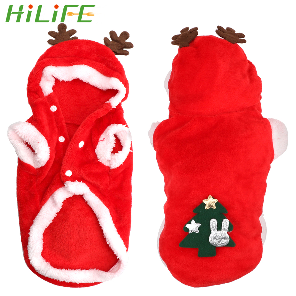 Hilife Kitten Puppy Outfit Hoodie Leuke Cartoon Kleding Warme Hond Kleren Kleine Honden Katten Santa Kostuum Kerst Hond Kleding