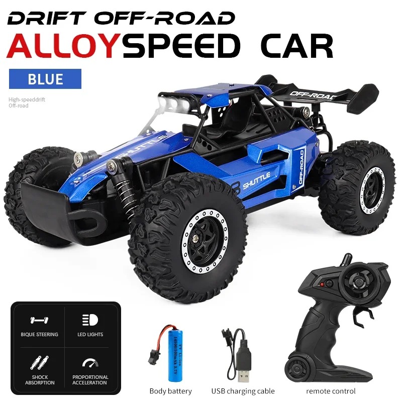 RC Auto 1:16 2WD met LED Licht 2.4G 20 KM/H Hoge Snelheid Off-Road Klimmen Afstandsbediening auto Speelgoed Cadeaus voor Jongens Meisjes Kinderen: Blauw