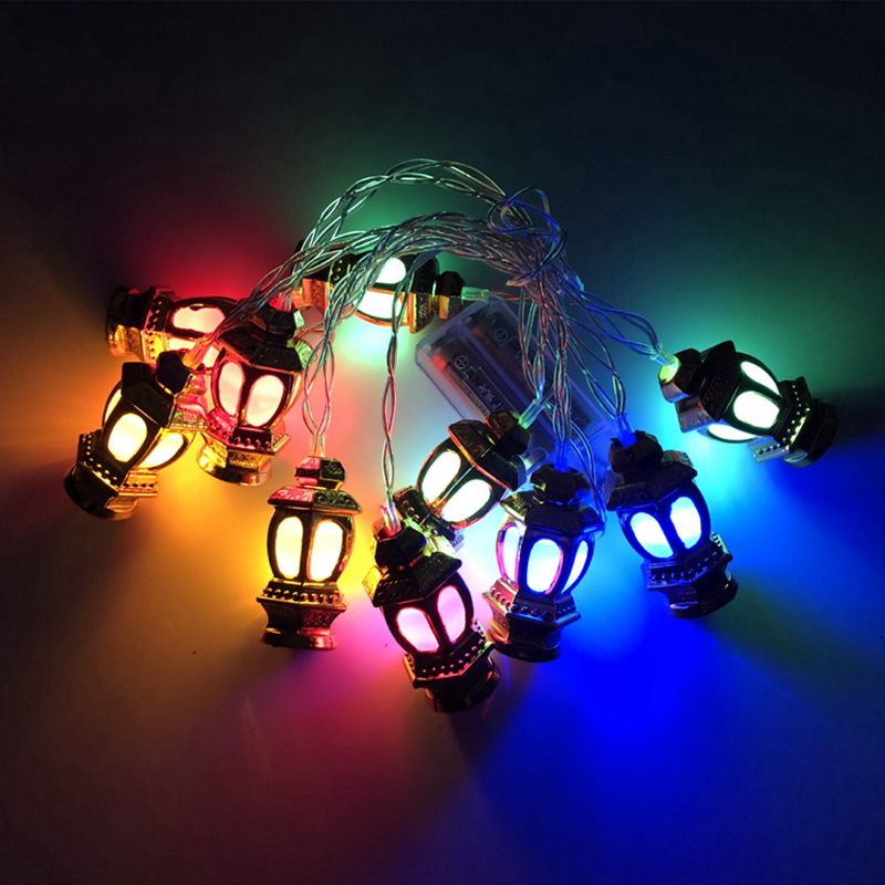 Ramadan Decoration Plastic Lantern Led String Lights Ramadan Kareem Decor Eid Mubarak Al-Fitr Eid Festival Party Supplies