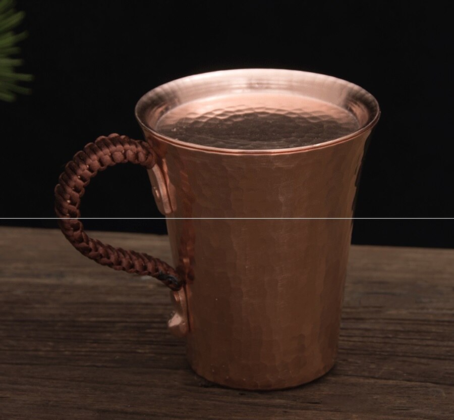 1pc 500ml Handgemachte verdickt reinem kupfer wasser tee wein bier espresso kaffee tasse mit kupfer gerichte Anti- verbrühungen griff
