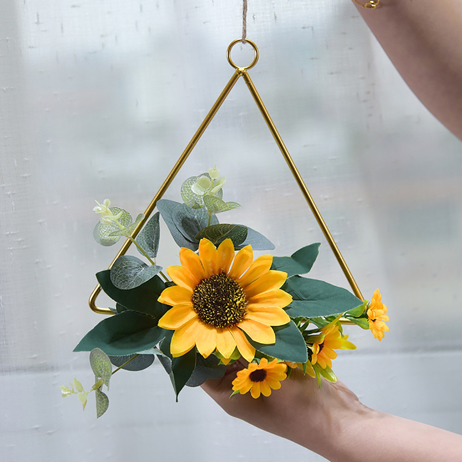 Gold Iron Metalen Ring Hoepel Bloemen Krans Handgemaakte Bloemen Metalen Hoop Wedding Guirlande Verjaardag Baby Shower Krans Decoratie # T2P