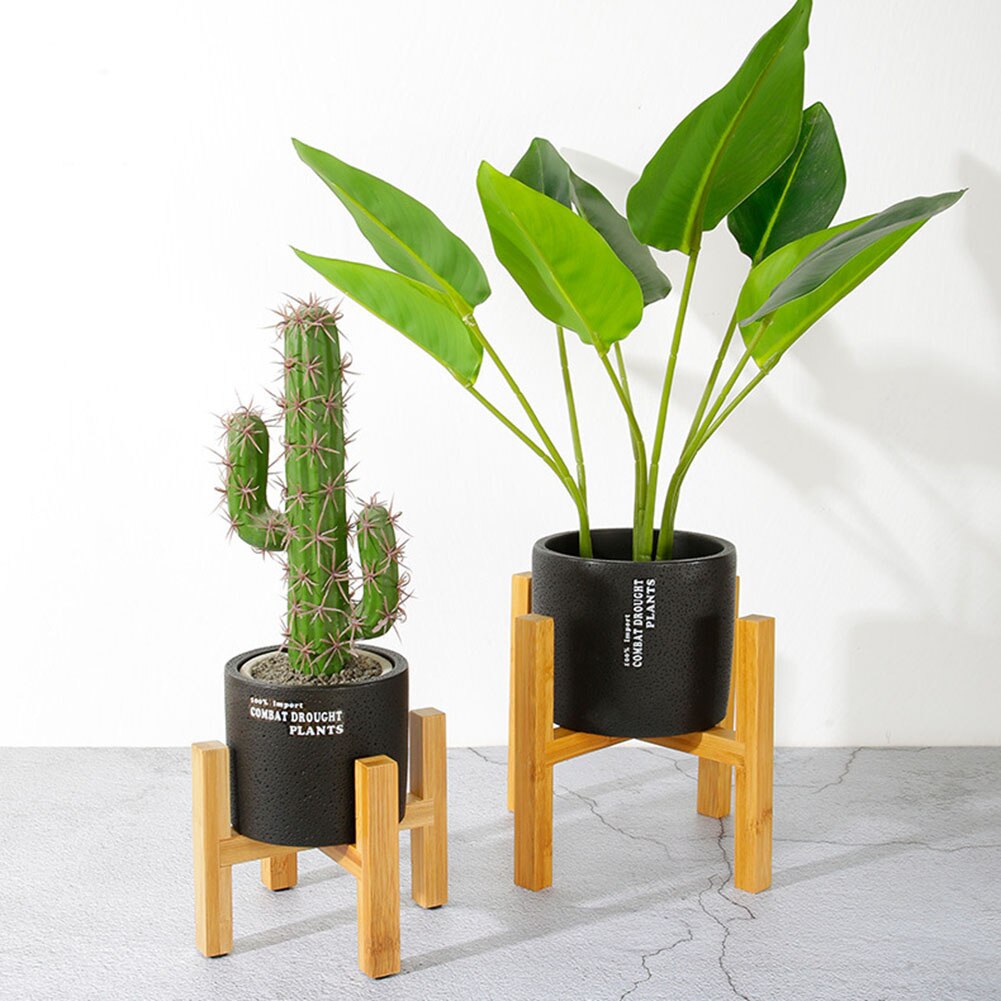 Nordic Wooden Planter Pot Trays Flower Pot Holder Strong Free Standing Bonsai Holder House Balcony Display Flower Stand Shelf