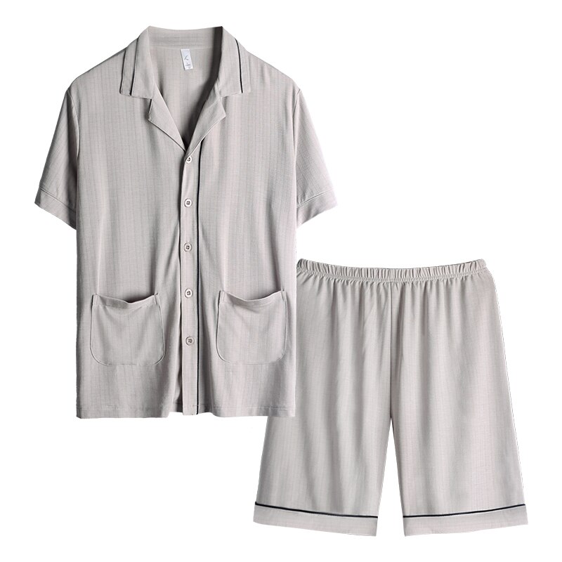 Jezonga Pyjama heren korte pyjama grappig katoen shorty nachtkleding tweedelige pyjama met haan T-shirt en pyjamabroek voor mannen, lichtblauw, XXL