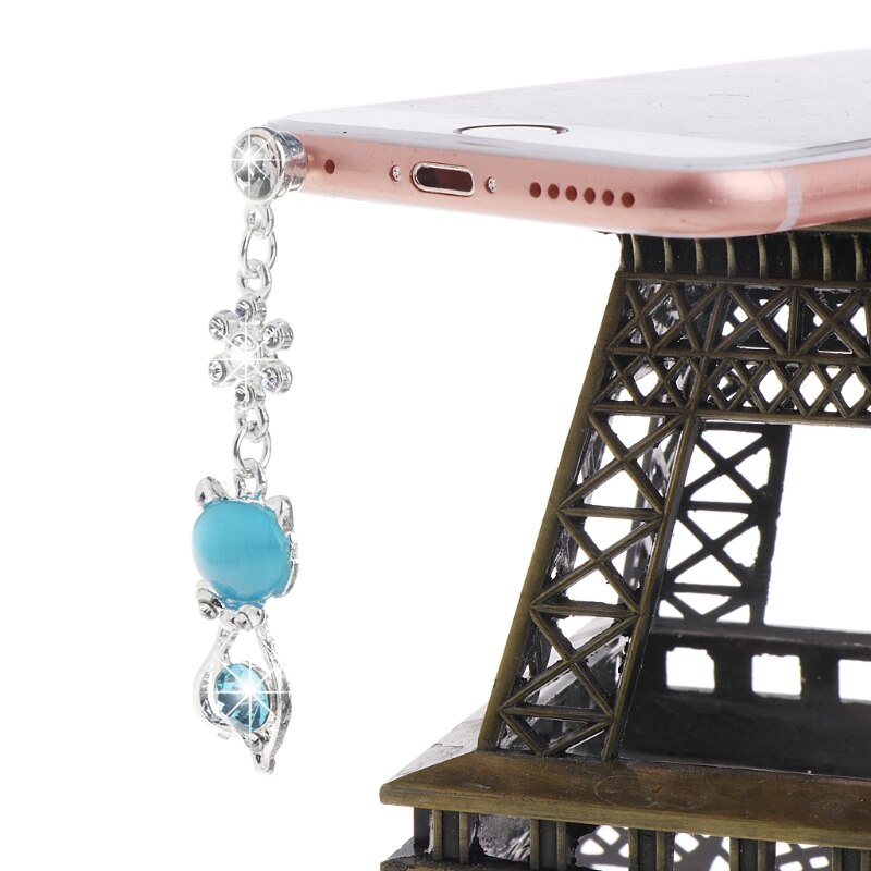 3.5Mm Jack Kat Crystal Dust Anti Earphone Cap Stopper Plug Voor Samsung Iphone 6