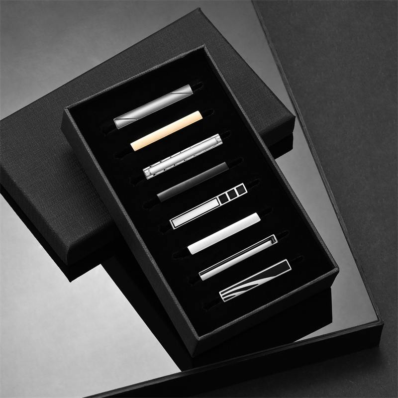 Juego de 8 Uds de pinzas de corbata cortas con caja de , accesorios de pasador de corbata para hombre, gemelos de camisa para hombre, para marido: Chapado en oro antiguo