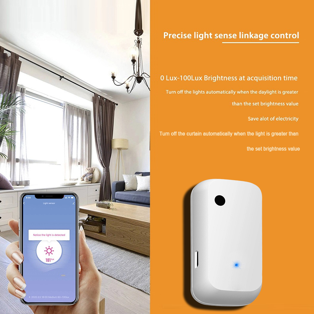 Wi-Fi Light Sensor Brightness Detection Linkage Lamps Light Switches Sockets Curtains APP Control Voice Control Self-adhesive