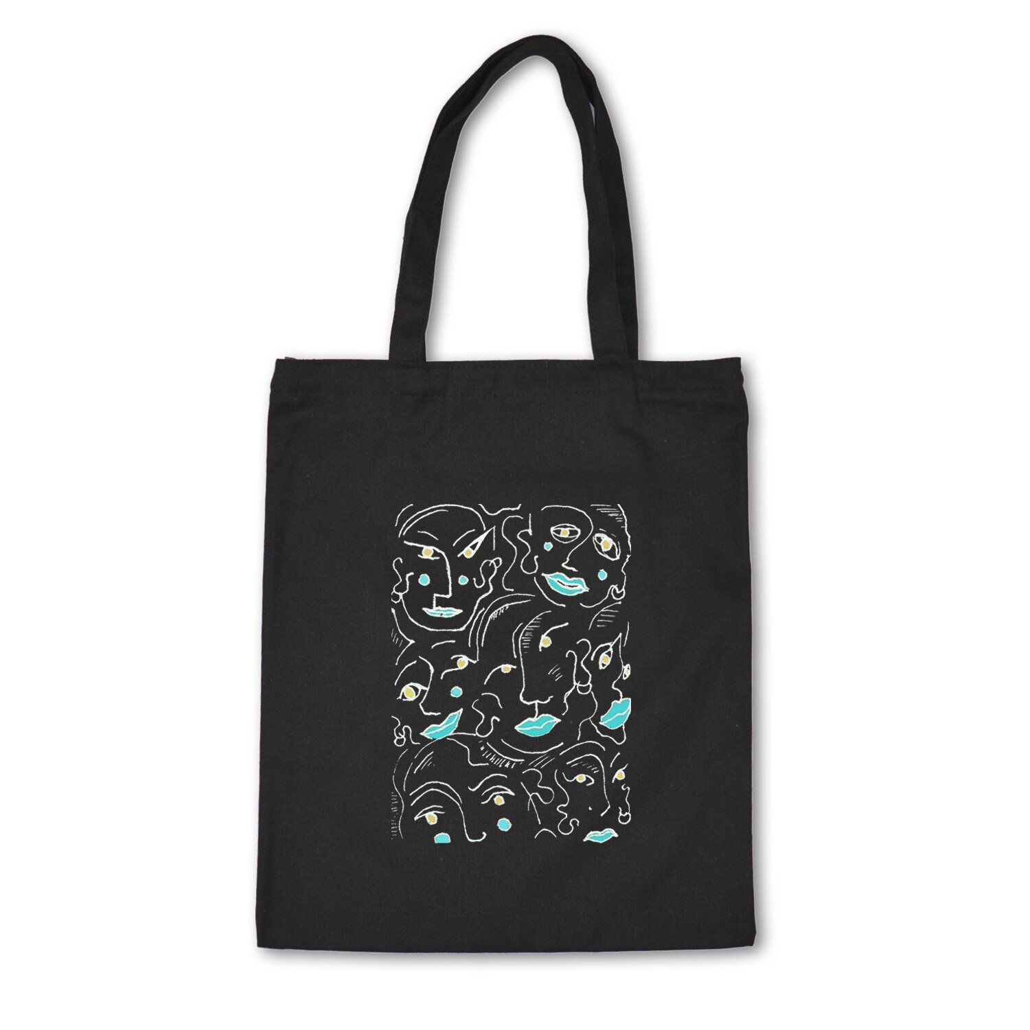Women Canvas Bags Aesthetic Art Printing Tote Shopping Bags Casual Cloth Shoulder Bag for Girls Korean Ladies Shopper Bags: C12-39BLACK
