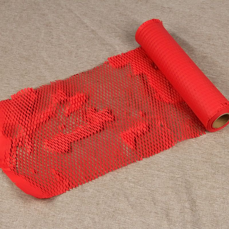 Papier o strukturze plastra miodu 30CMX5M, odporny na wstrząsy papier do pakowania buforowego, degradowalna ochrona środowiska Papier pakowy Kraft do pakowania kwiatów: Czerwony