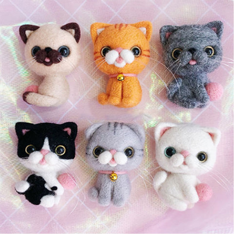 Jiwuo Wool Felt Poke Handmade Animal Pet Doll Toy Wool Needle Felting Kit Cat Shiba Inu Material Package DIY For Beginner