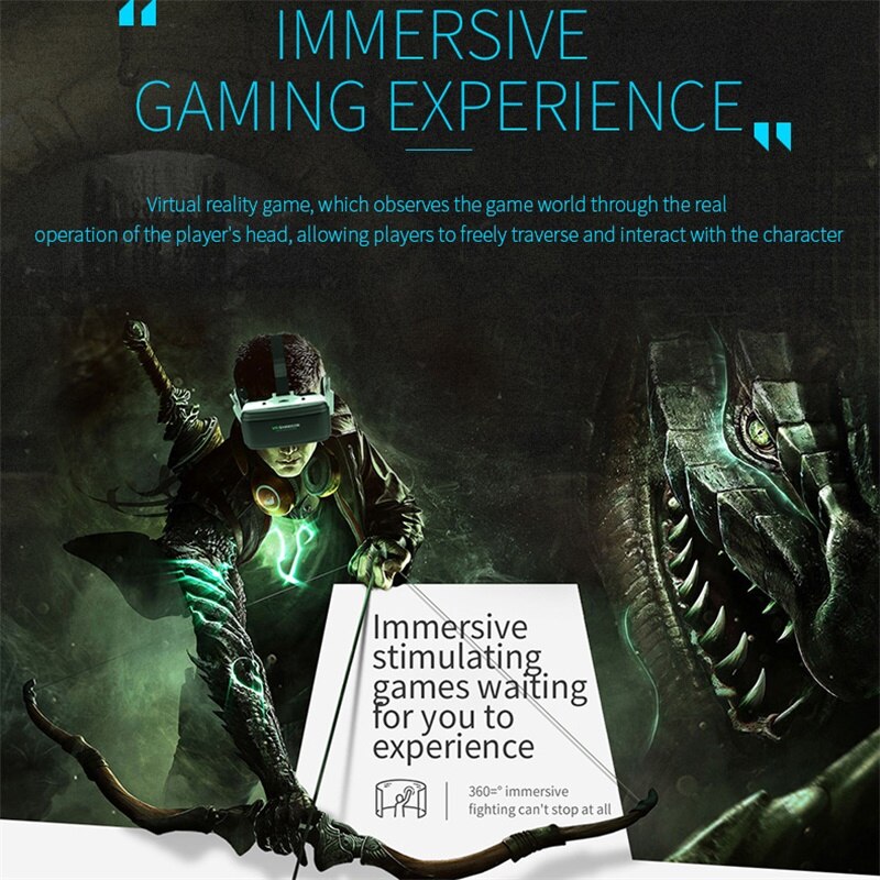 Vr glasögon smarta hörlurar virtuellt spel  vr 3d hd videoglasögon headset för ios android telefon