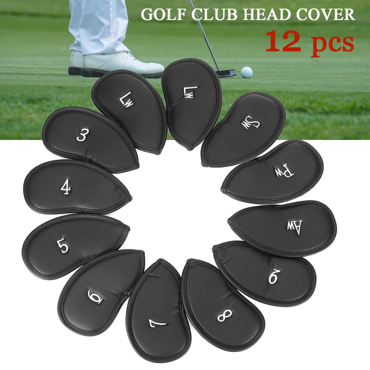 20*118Inch Putting Mat Golf Training Aids Indoor Golf Raken Mat Putting Trainer Putter Groene Fairway trainer Gericht: 12xGolf Head Cover