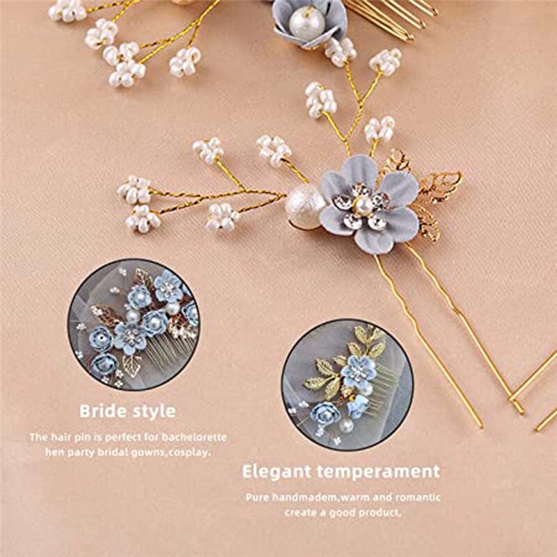 4 Pieces Wedding Haar Accessoires Bridal Bloemen Haar Accessoires Haar Accessoires Bruids Accessoires Haar Kam Haar Clip