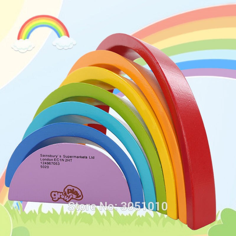 Wooden Building Blocks - Rainbow Activity Set - Early Education Toy - Toddler Learning Blocks