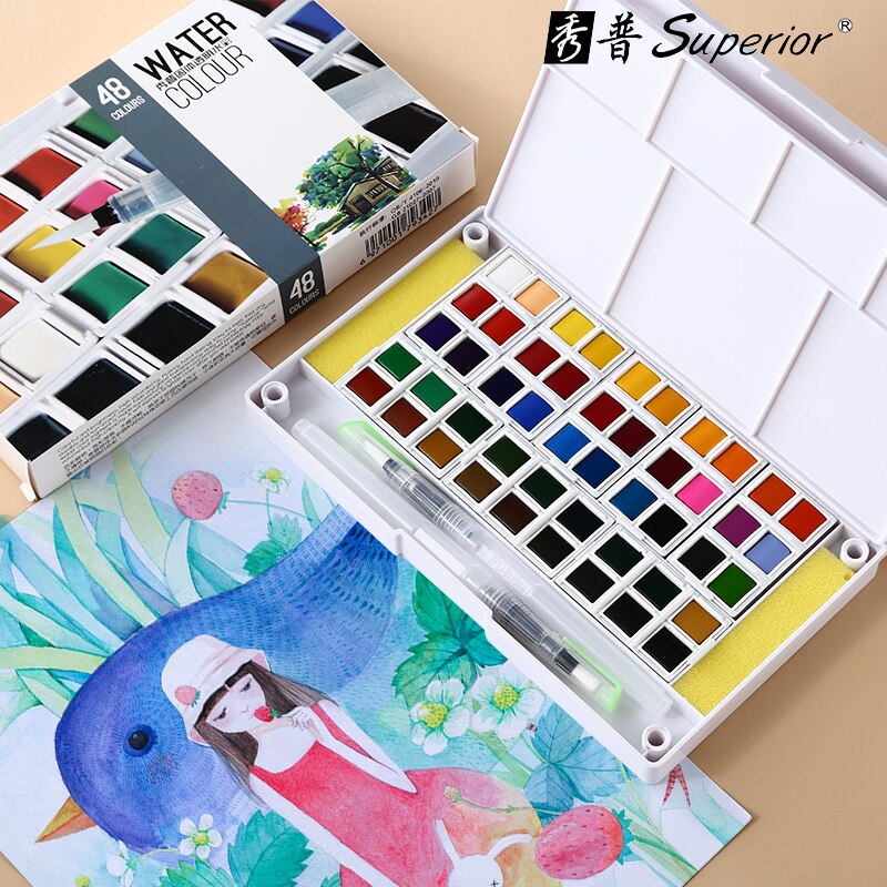 Juego de acuarelas de colores sólidos, Set Superior de 12/18/24/30/36/40/48 colores, para artistas, dibujo, pintura, pigmento de acuarela, suministros de arte