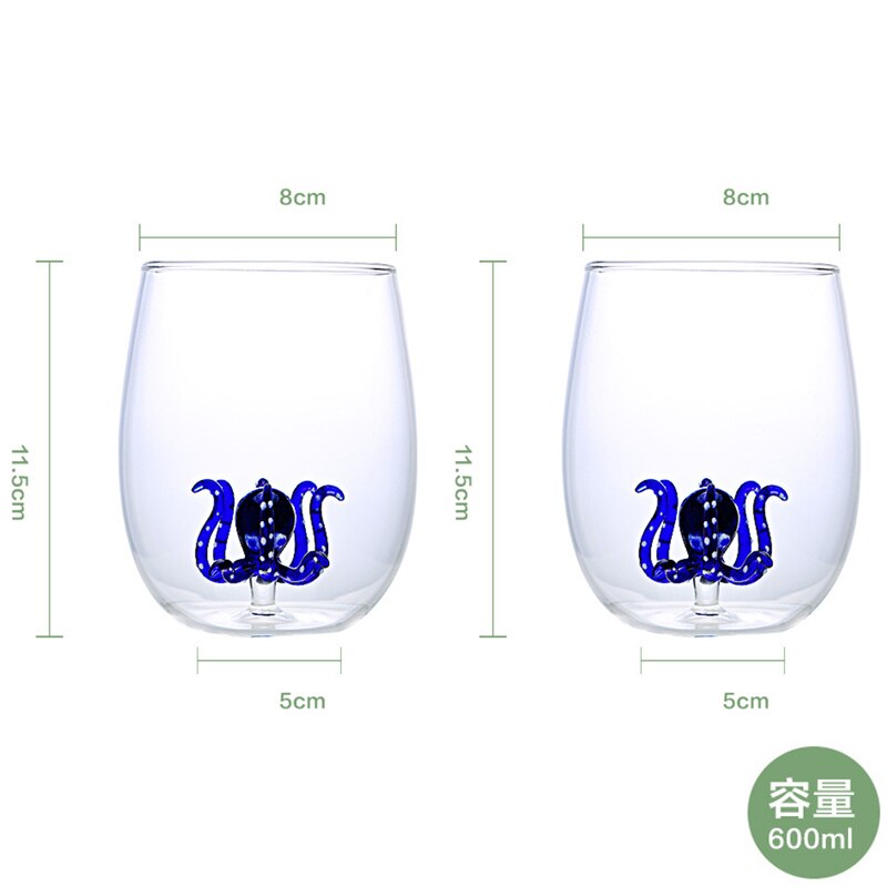 Octopus Cocktail Glass Transparent Jellyfish Glass Cup Juice Glass Goblet Wine Champagne Glass Decanter Brandy Decant: 2pcs Cup