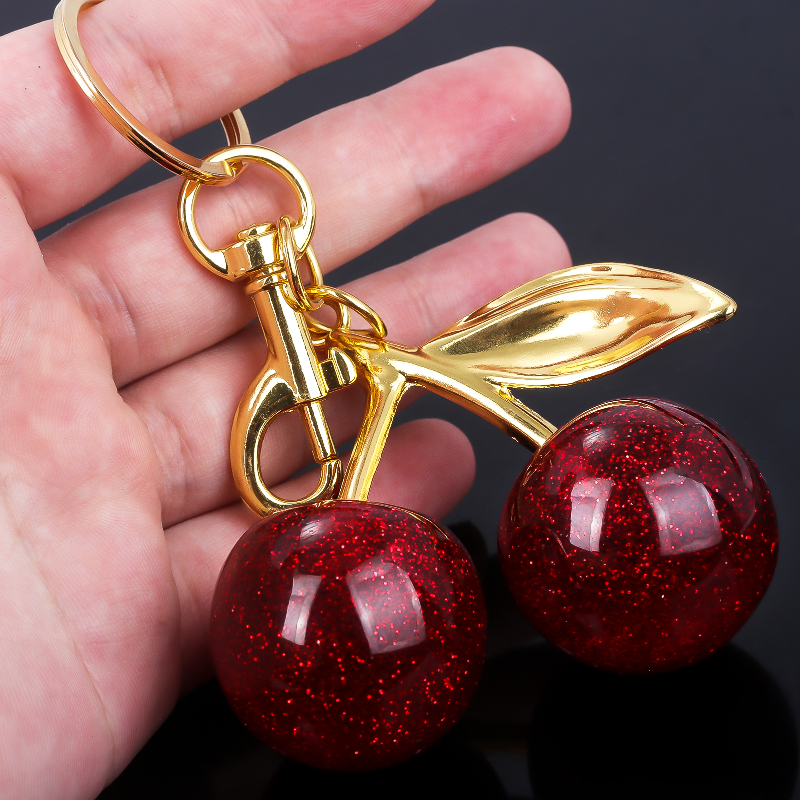 Delicious Red Cherry Keychain Summer Fruits Cherries Pendant Keyring For Women Men Jewelry Bag Key Accessories