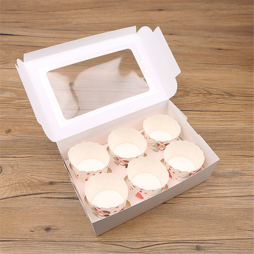 1Pc Clear Windowed Cupcake Dozen Verwijderbare Lade Voor 2/4/6/12 Mousse Cake Voor Party Kerst Voedsel verpakking Keuken Accessoires