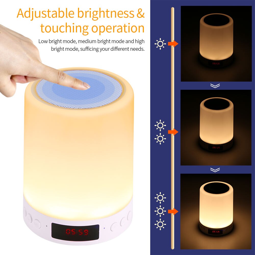 Nachtlampje Met Bluetooth Speaker Draagbare Draadloze Bluetooth Speaker Touch Control Kleur Led Nachtkastje Lamp