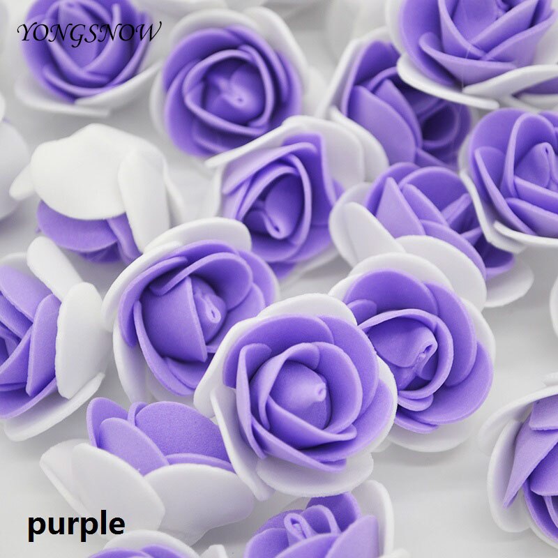 50 teile/los DIY Handarbeit Schaum Blumen 3,5 cm Rose Blume Kopf Künstliche PE Schaum Rose Hochzeit Dekoration Scrapbooking Handwerk: Violett