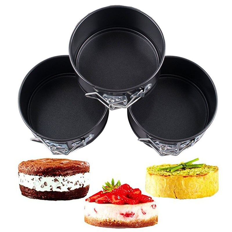 Non Stick Spring Form Round Cake Baking Bake Tin Tray Pan Cheesecake Pan With Removable Bottom Pizzas Bakeware Товары Для Кухни: 3 pcs 4 inch Round