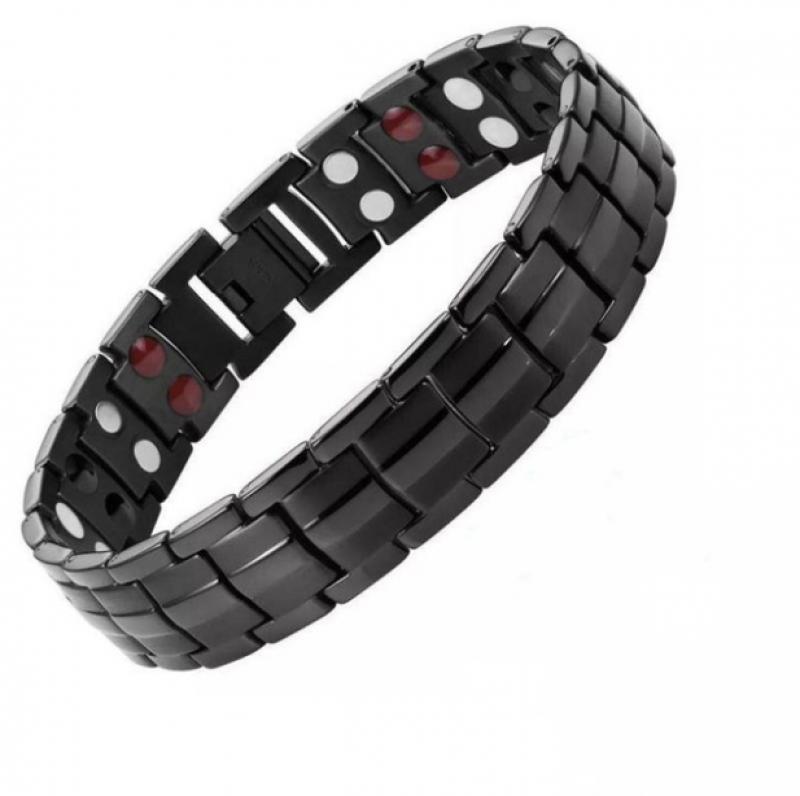 Anion Bracelet 15Mm Detachable Double Row Magnet Anion Bracelet for Men: Black